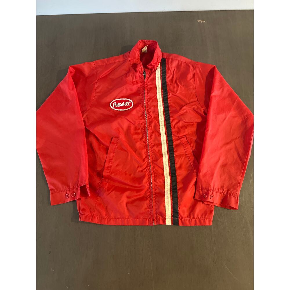Vintage 70s Peterbilt Louisville Sportswear Mens Windbreaker Small Red Full Zip